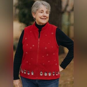 Christopher & Banks Vibrant Red Fleece Vest